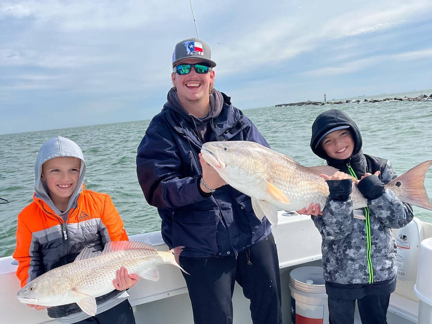 Anglers with 2 big fish caught while fishing in Galveston