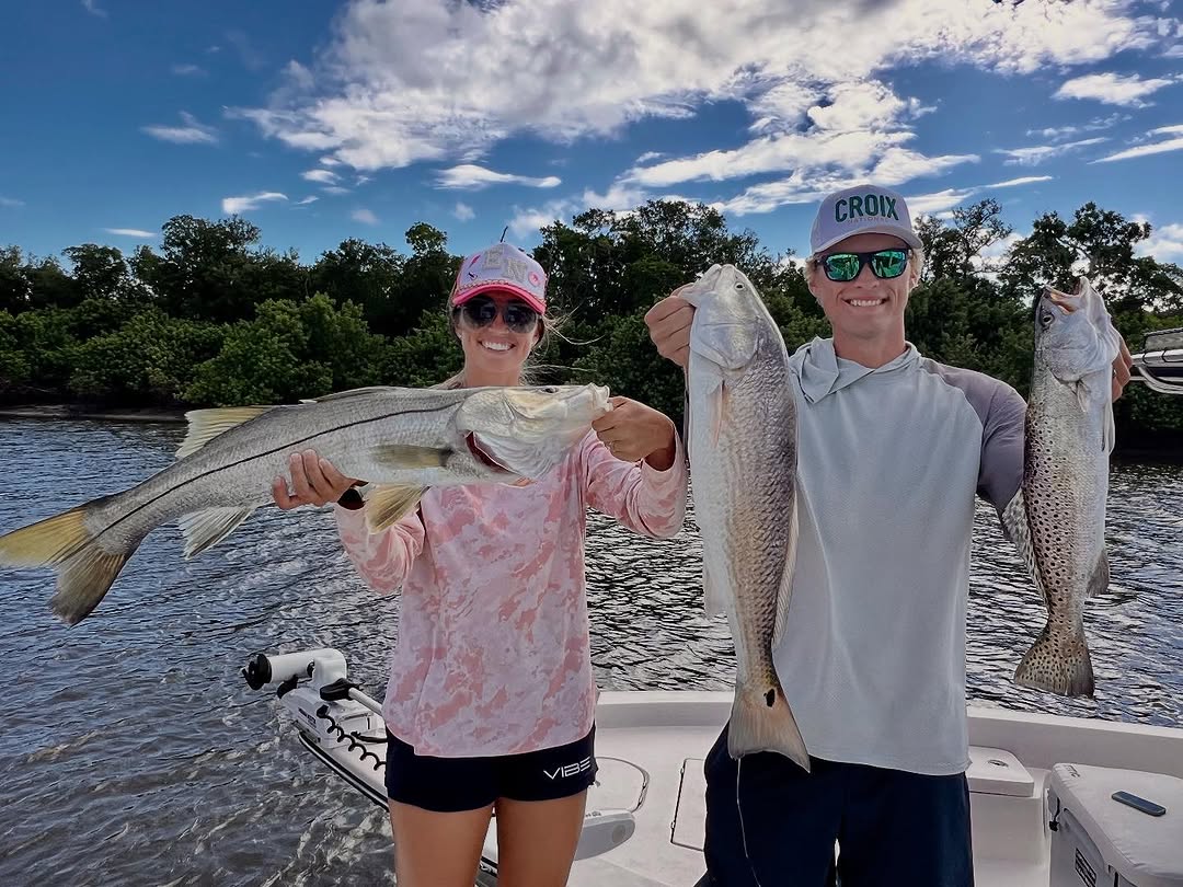 Inshore fishing boat on Southwest Florida waters near Naples and Marco Island targeting snook