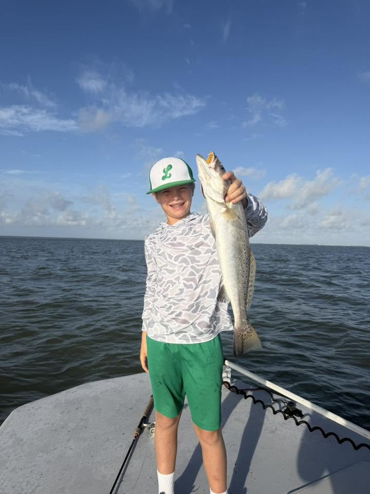 Speckled trout catch displayed on fishing boat in Matagorda TX waters