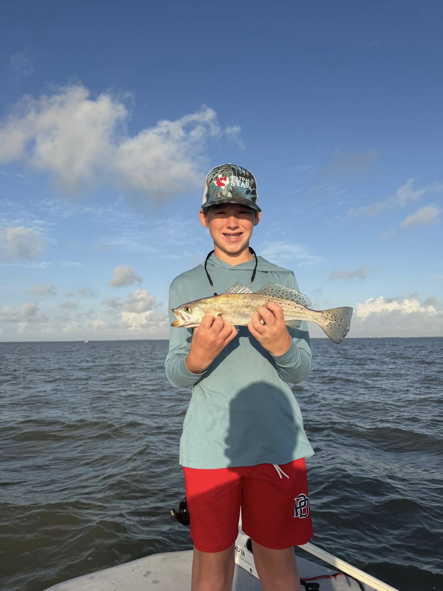 Speckled trout catch displayed on fishing boat in Matagorda TX waters