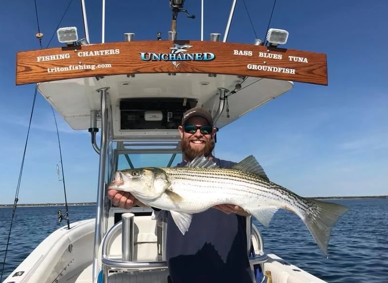 Striped bass caught while fishing in MA