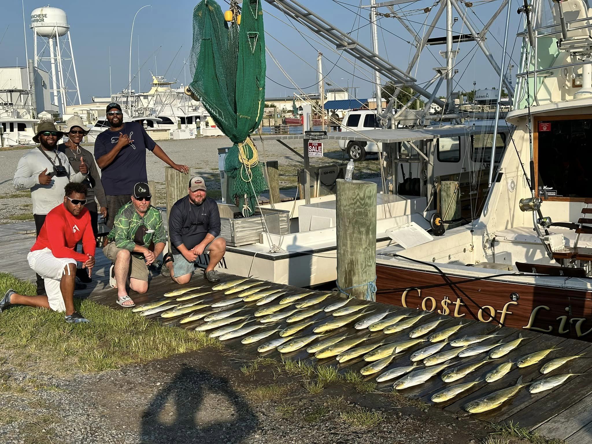 group of 8 people fishing in wanchese