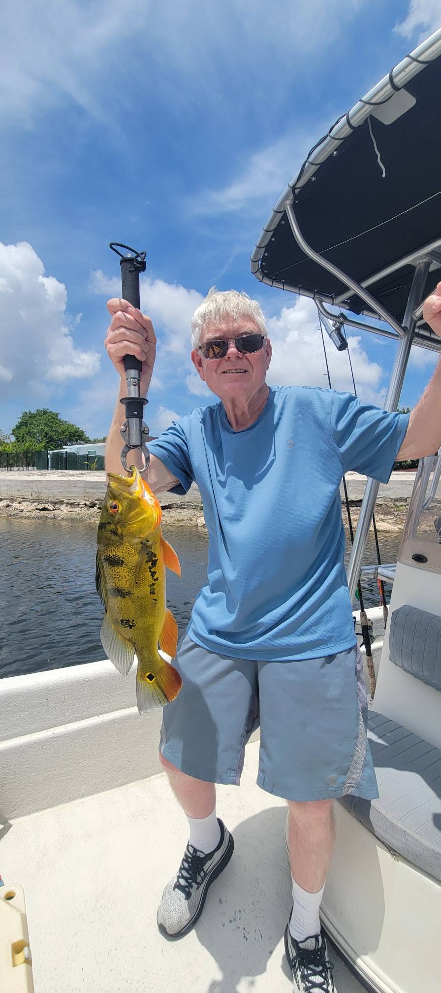 Peacock bass caught while fishing on boat in Bonita Springs FL