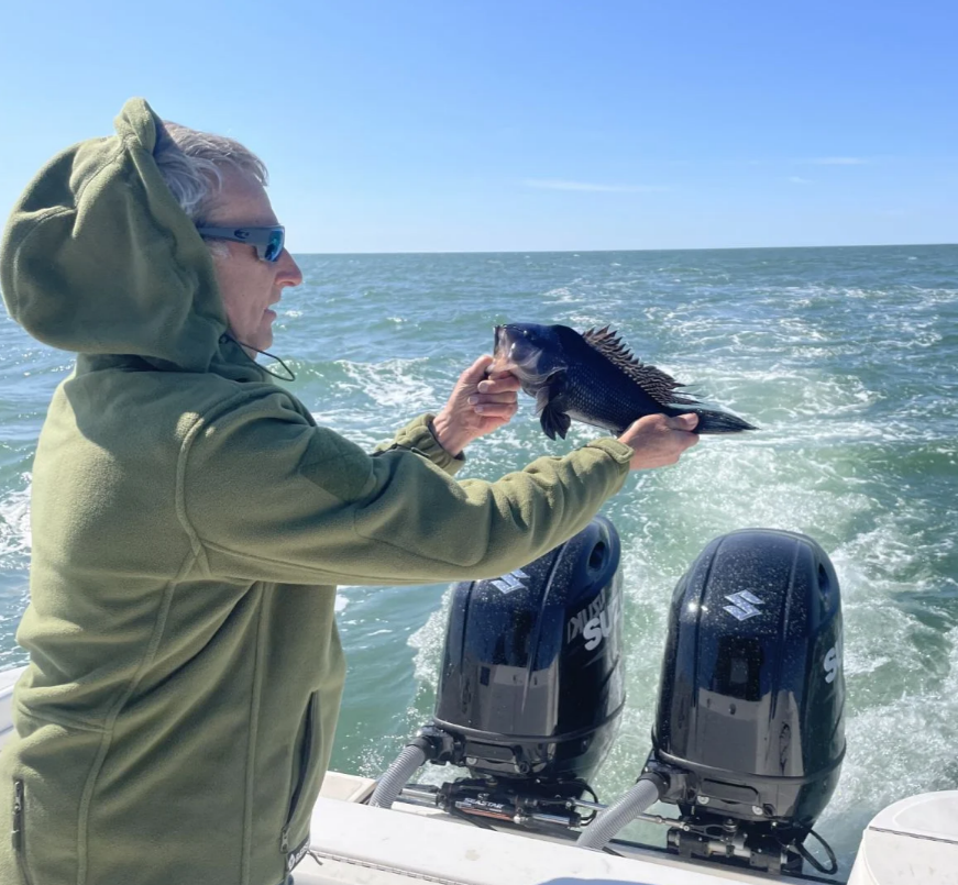One fisherman with a catch in Massachusetts