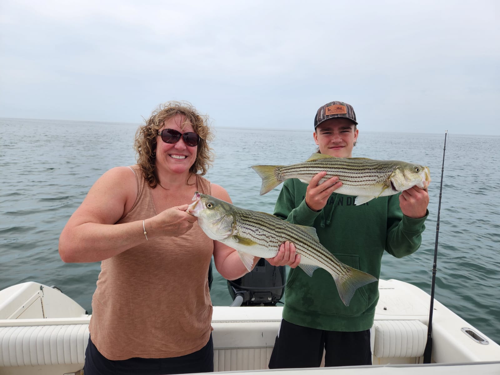 Two striped bass caught fishing in MA
