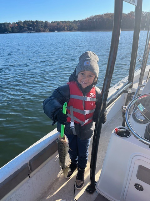 Single fisherman with fishing rod at Hartwell