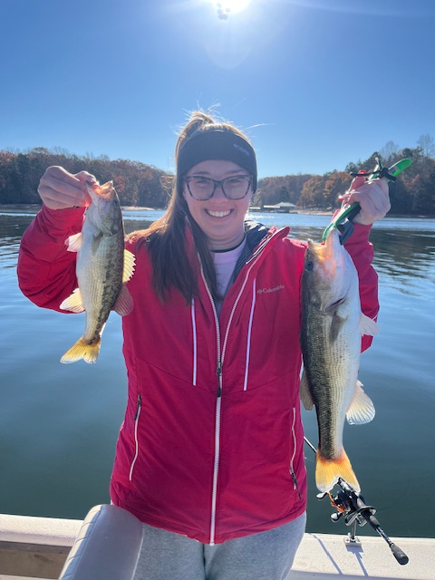 Two European seabass and Largemouth Bass fish caught in GA