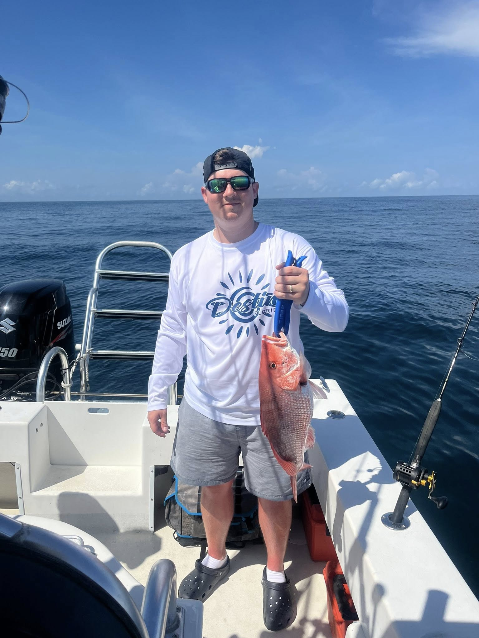 Red snapper fishing catch on boat deck in Okaloosa Island FL waters