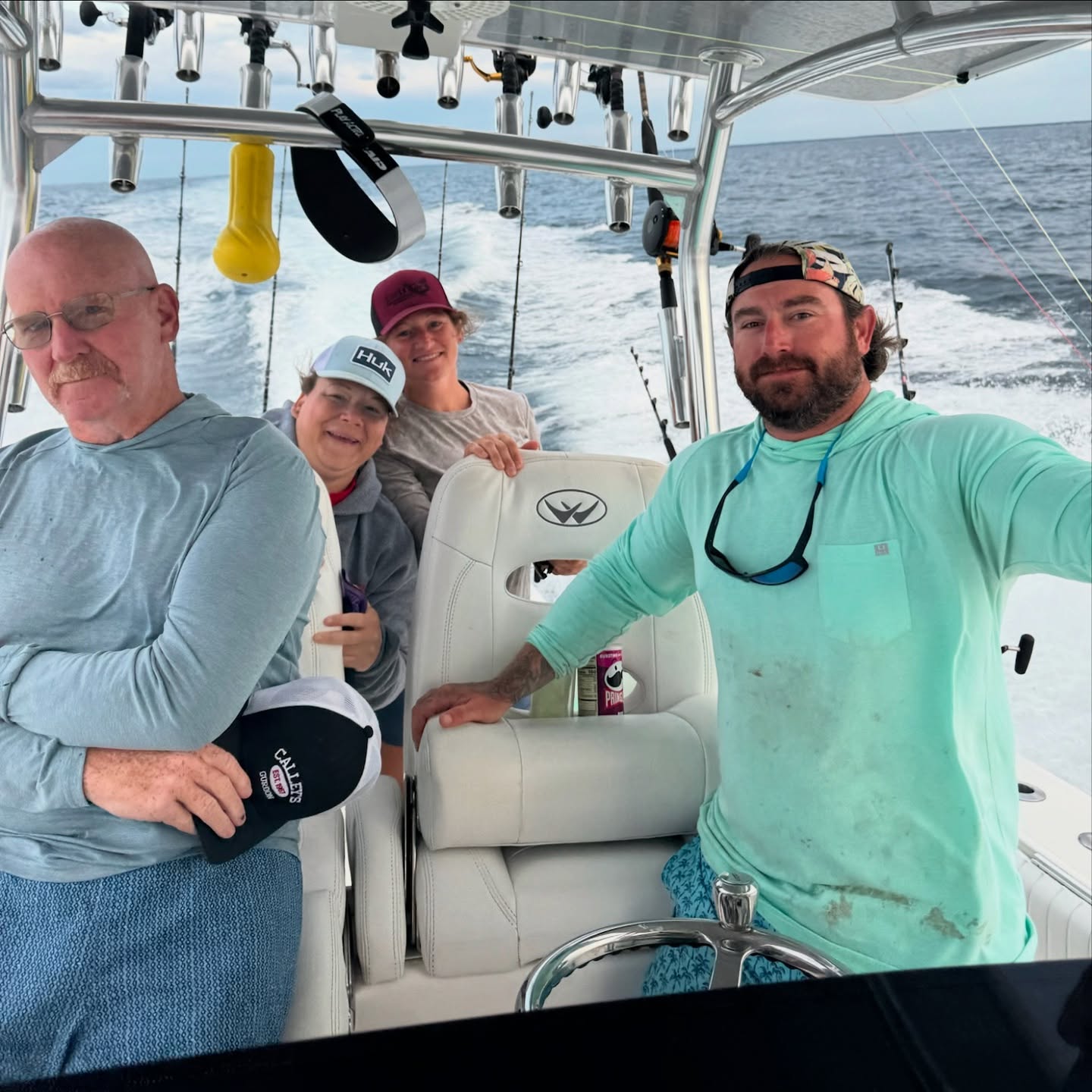 Four friends enjoying a great day of fishing in NC