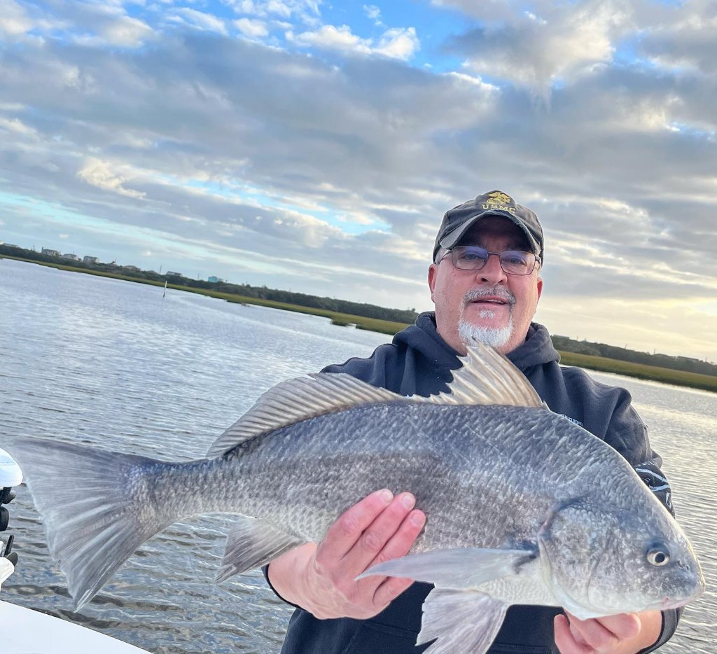 Photograph of a 31-inch Black Drum fish caught while fishing in St. Augustine
