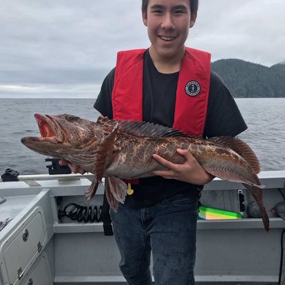 Angler with big fish in Port Hardy
