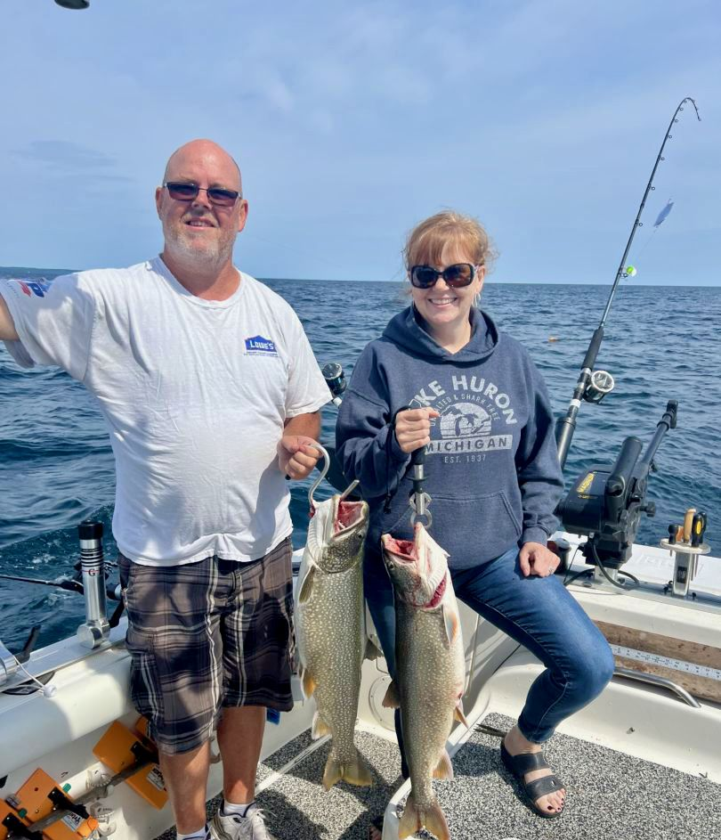 Two lake trout, 16 inches each, caught while fishing in Harrisville