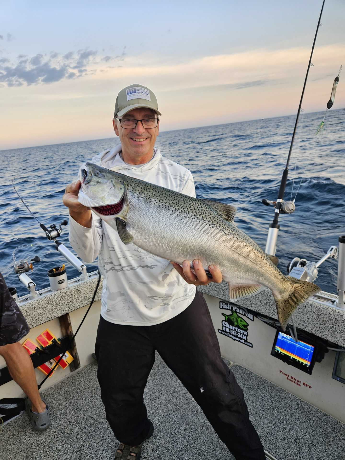 Large Chinook salmon caught while fishing in Manistee MI waters