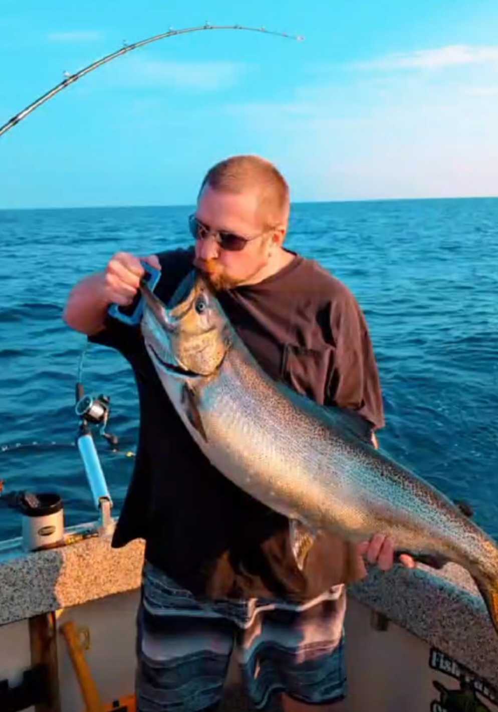 Chinook salmon caught during fishing trip in Manistee MI