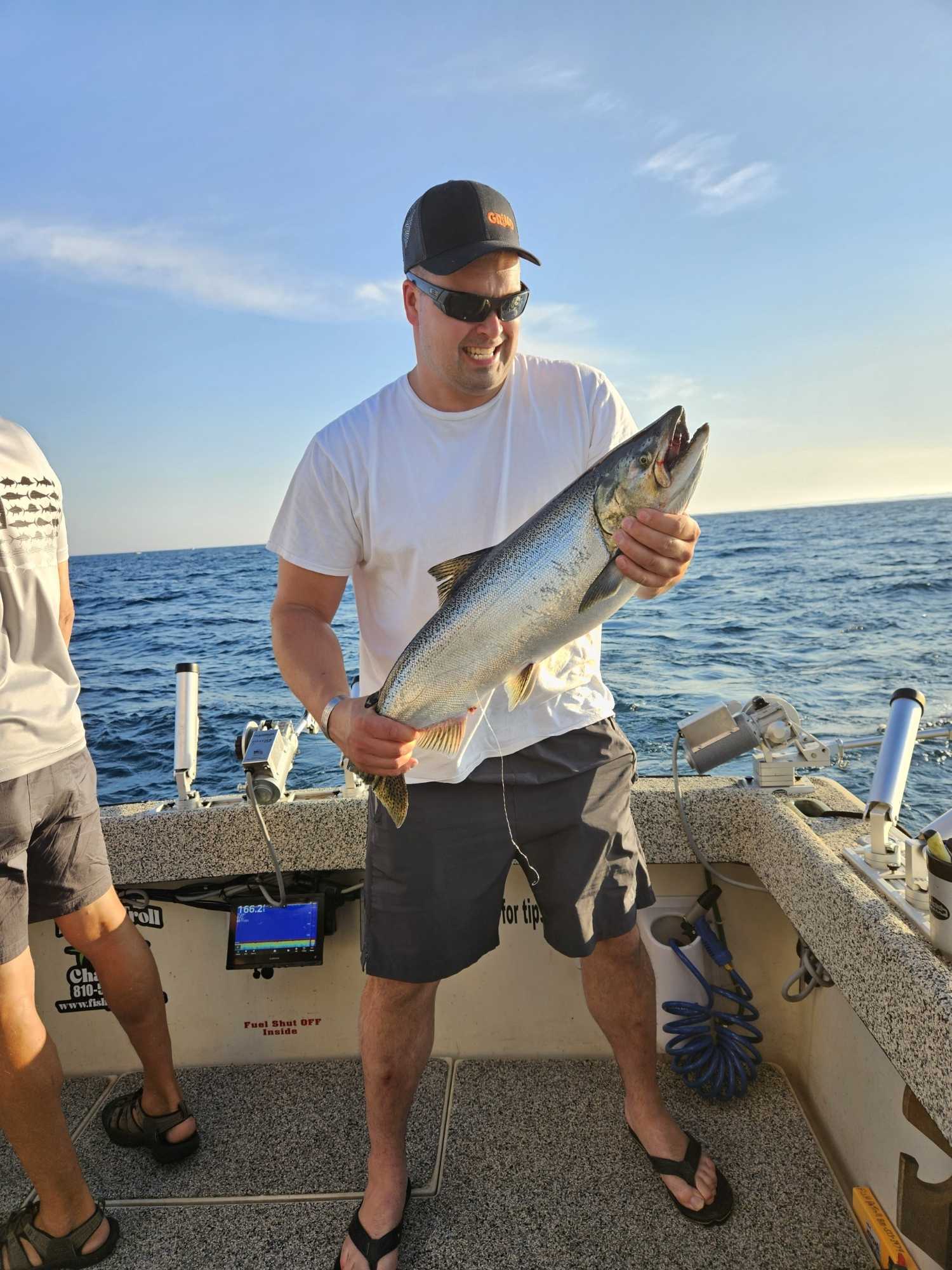 Large salmon caught during fishing trip in Manistee MI waters