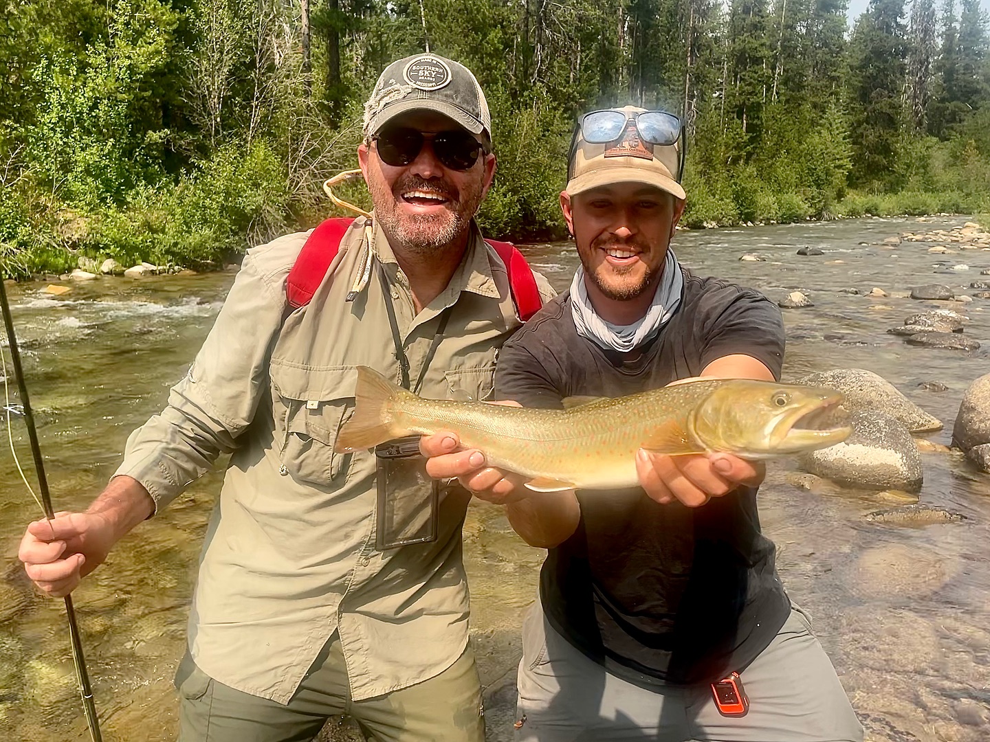 Two people fishing in Idaho City