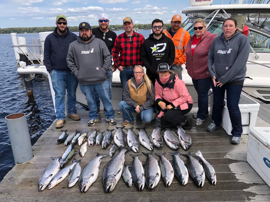 Three chinook salmon and bluefish caught fishing in MI