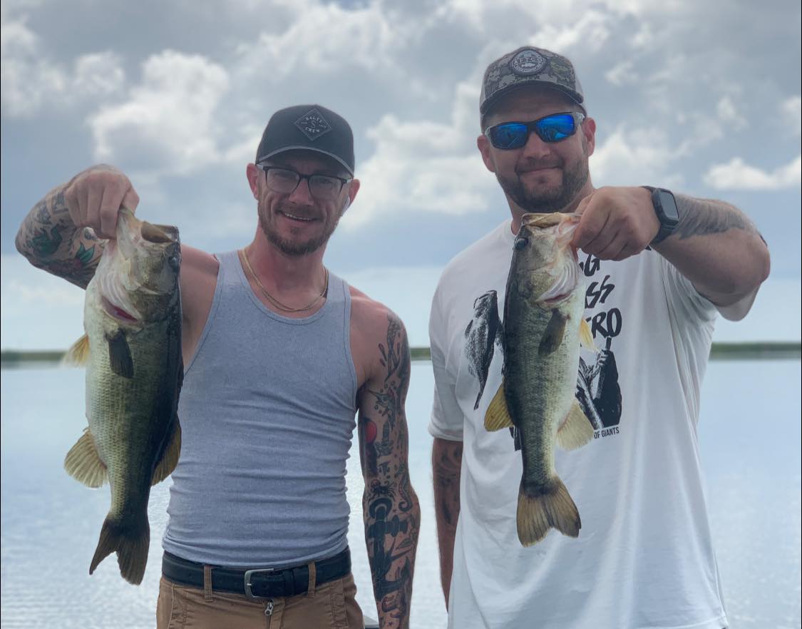 Two largemouth bass caught during a fishing tour in FL