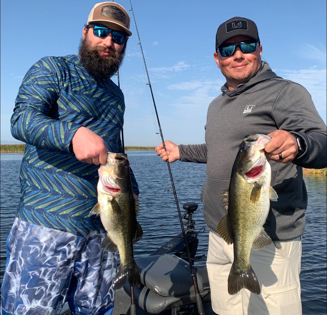 Two largemouth bass caught while fishing in Fellsmere