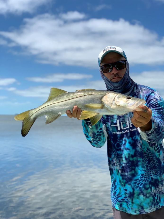 Snook fish caught by angler in Key Biscayne, Florida
