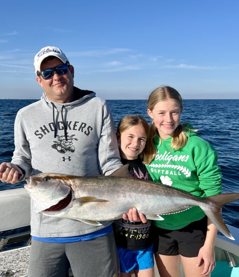 Huge greater amberjack fish caught at Pensacola Beach