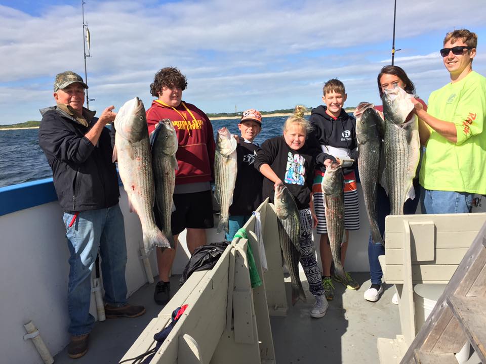 Half day offshore fishing charter boat in Provincetown waters targeting striped bass and bluefish