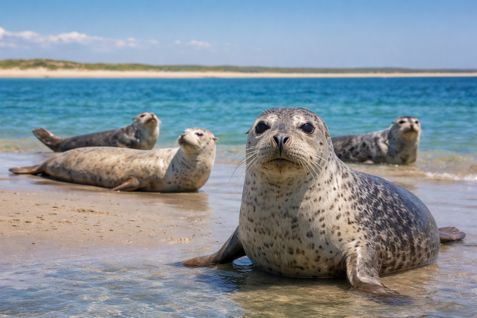 Seals swimming in Provincetown waters during 2-hour wildlife viewing boat tour