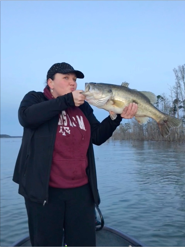 Largemouth bass caught while fishing in Brookeland
