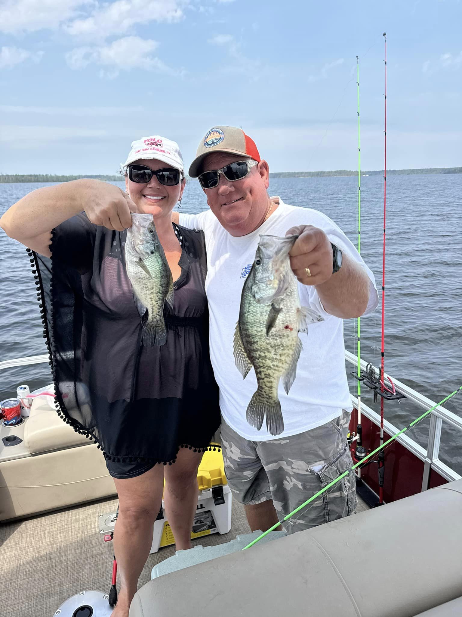 Two white crappie fish caught while fishing in TX