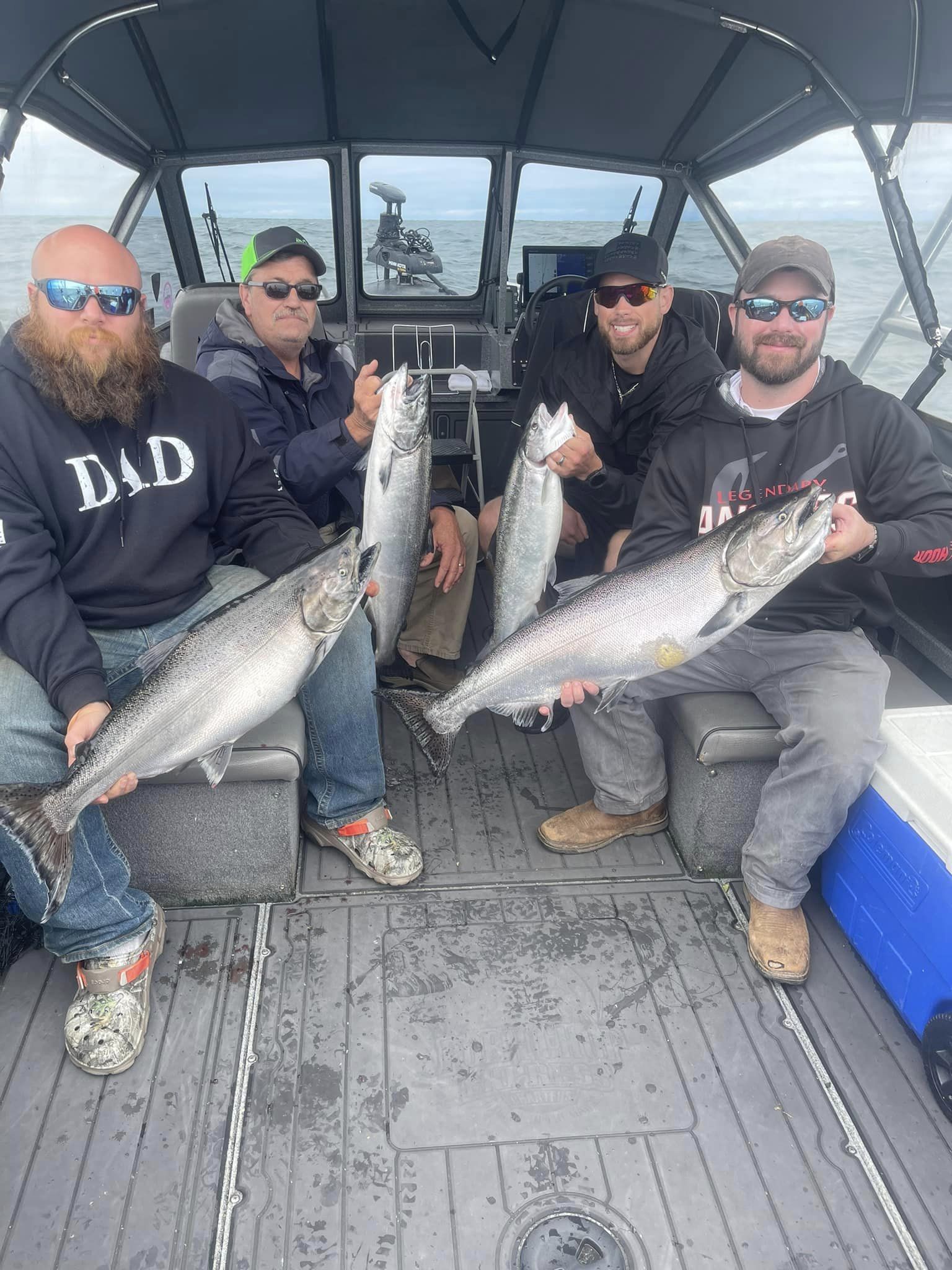 Two Chinook Salmon caught by four people at Lakeside Marblehead