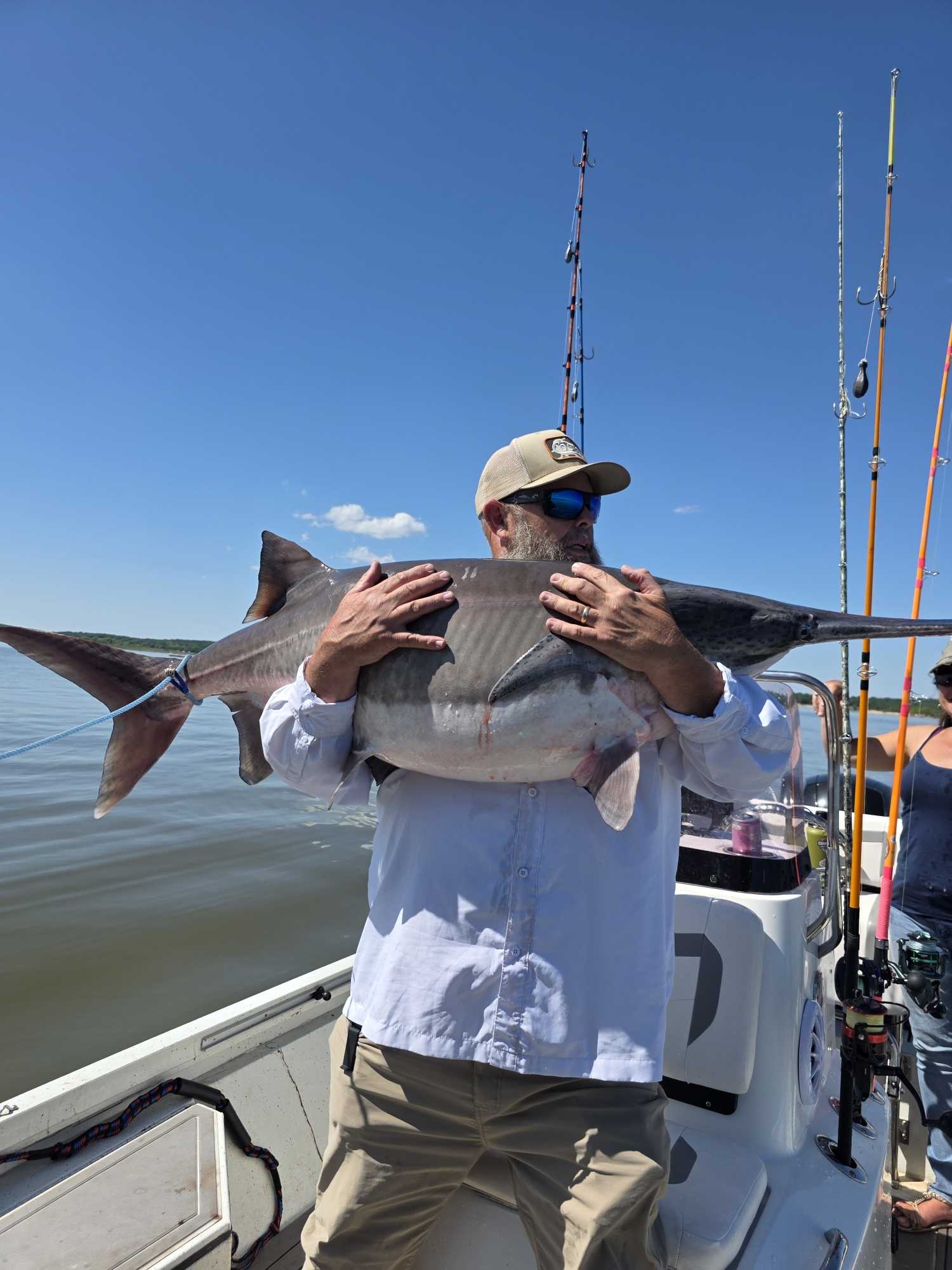 Large fish caught during fishing trip on boat in Glencoe OK waters