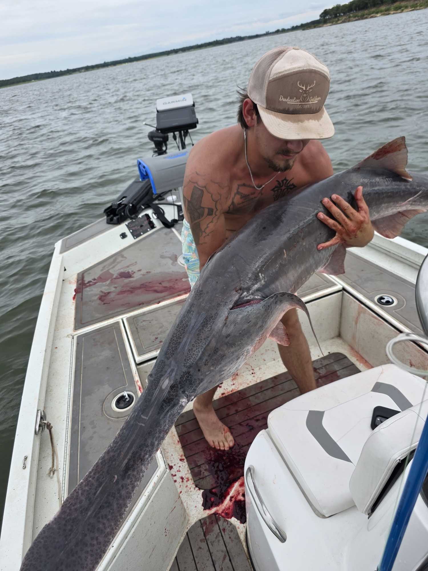 Large fish catch displayed on fishing boat in Glencoe OK