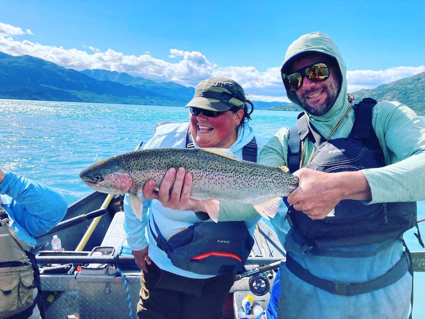 A single rainbow trout caught in Alaska while fishing