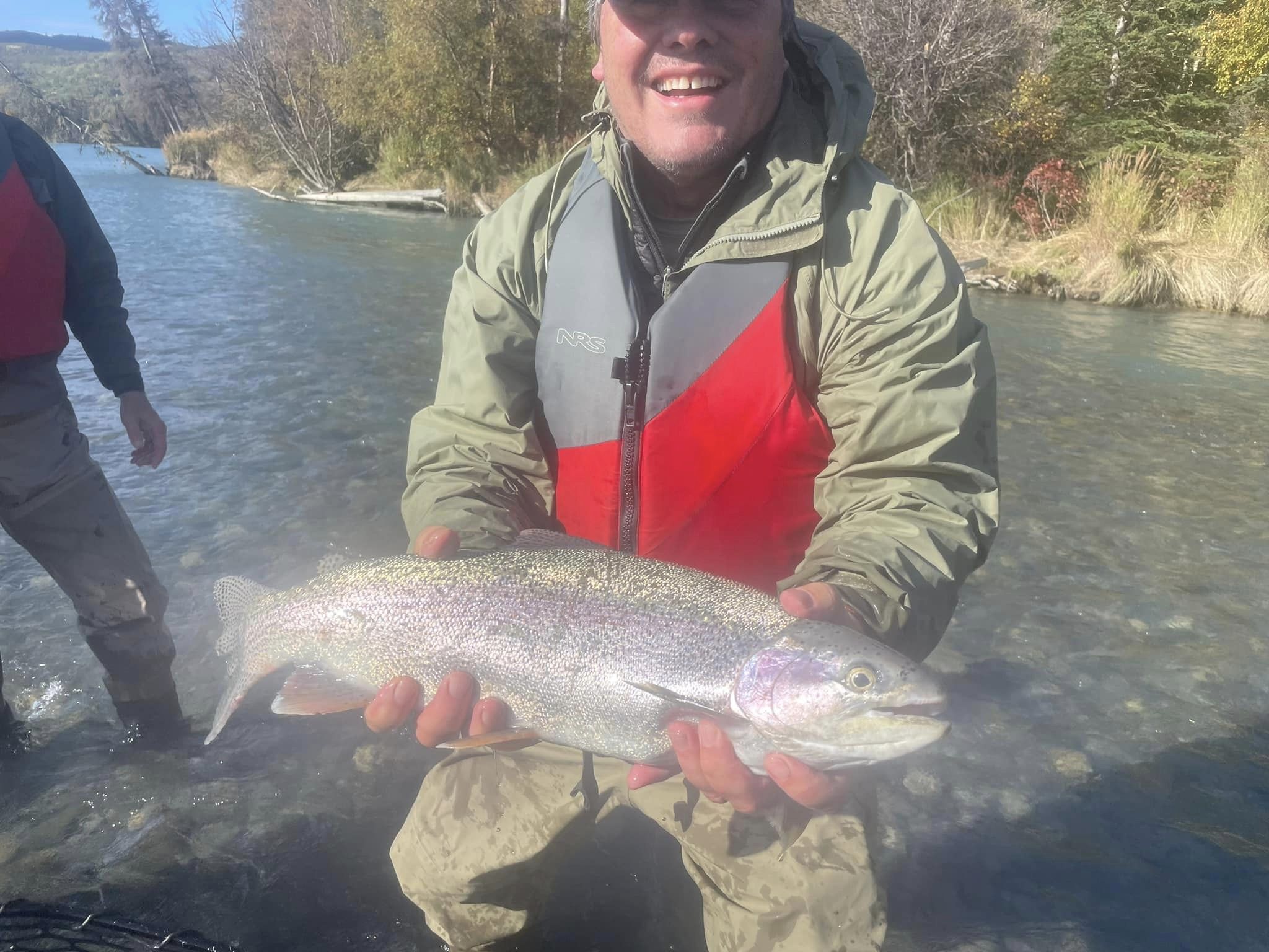 A lone rainbow trout caught fishing in AK