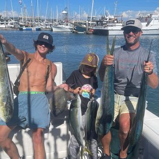 Three anglers fishing in San Diego, California