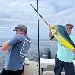 Two people fishing in California
