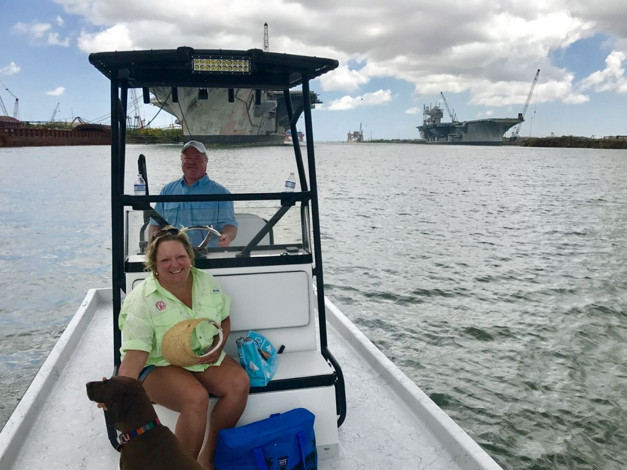 Two people fishing in Port Isabel