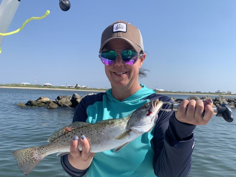 Spotted Weakfish caught while fishing in Golden Meadow