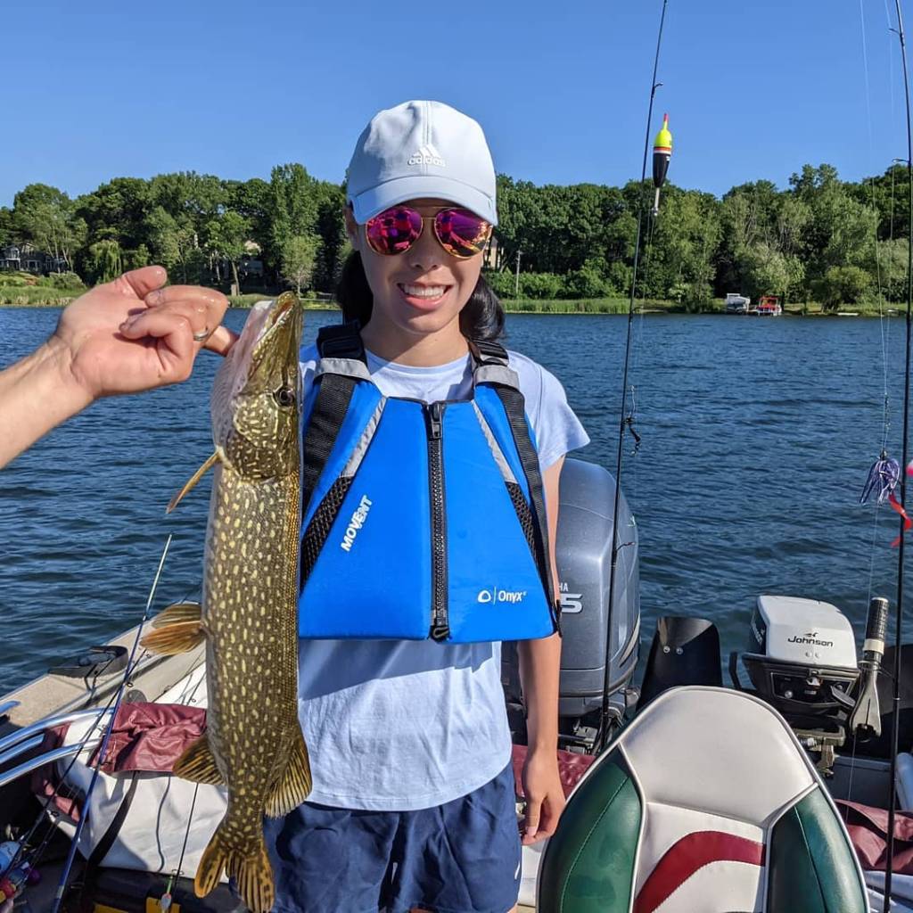 A single northern pike, a large freshwater fish, caught in Maplewood.