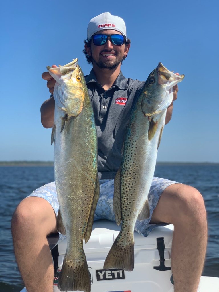 Two spotted weakfish, a 29-inch catch in FL