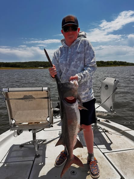 Large fish caught on fishing boat in Wagoner OK waters