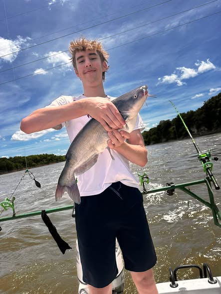 Freshwater fish catch displayed on fishing boat in Wagoner OK