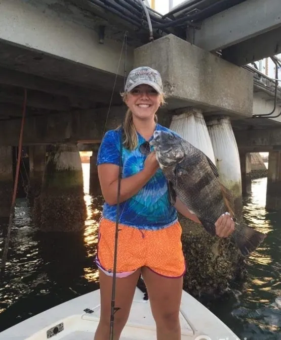A 17-inch black drum fish caught while fishing in Beaufort