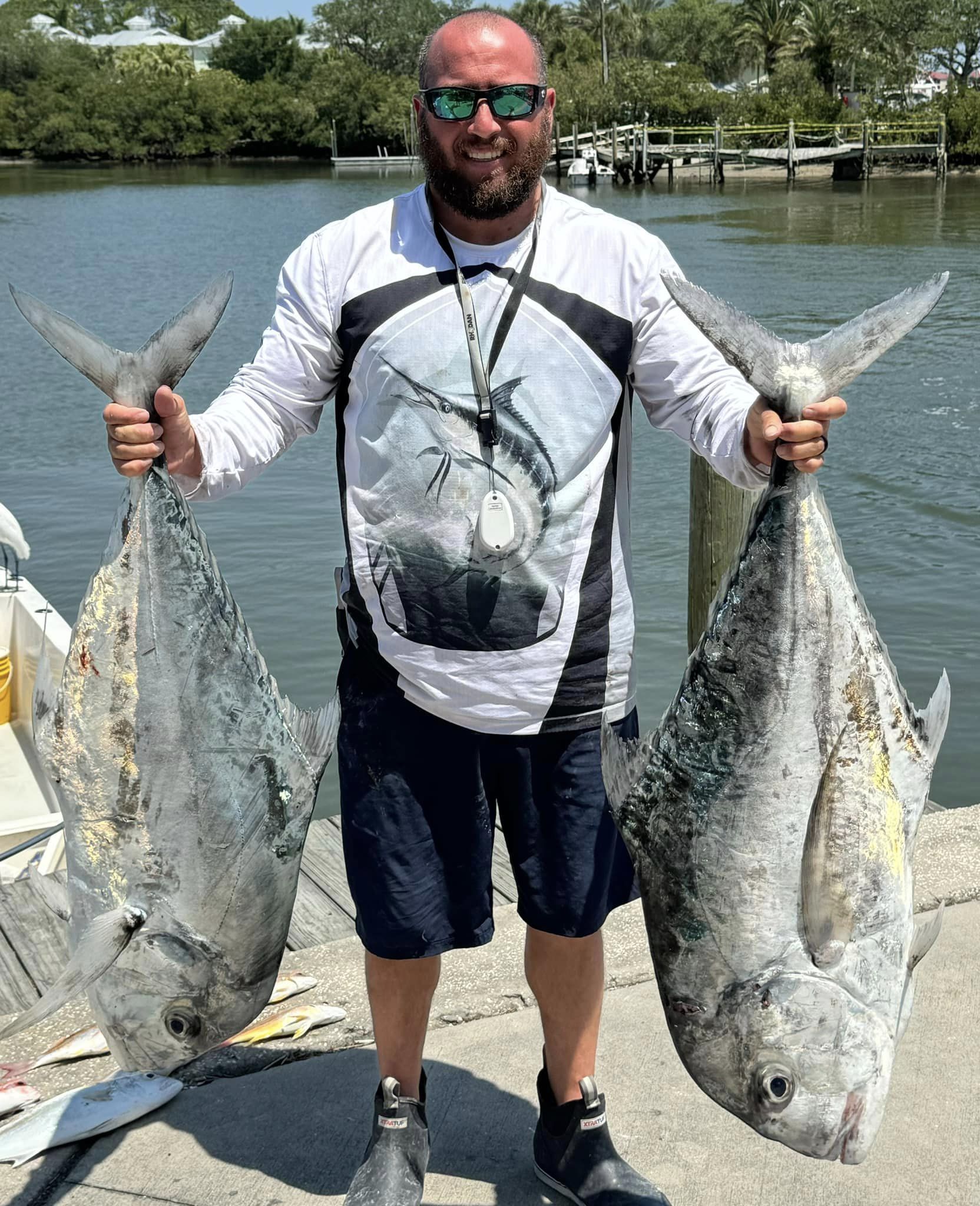 Two African Pompano fish caught in Port Orange