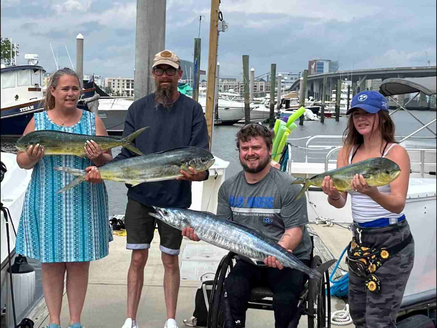 Catching 4 big wahoo fish in Charleston