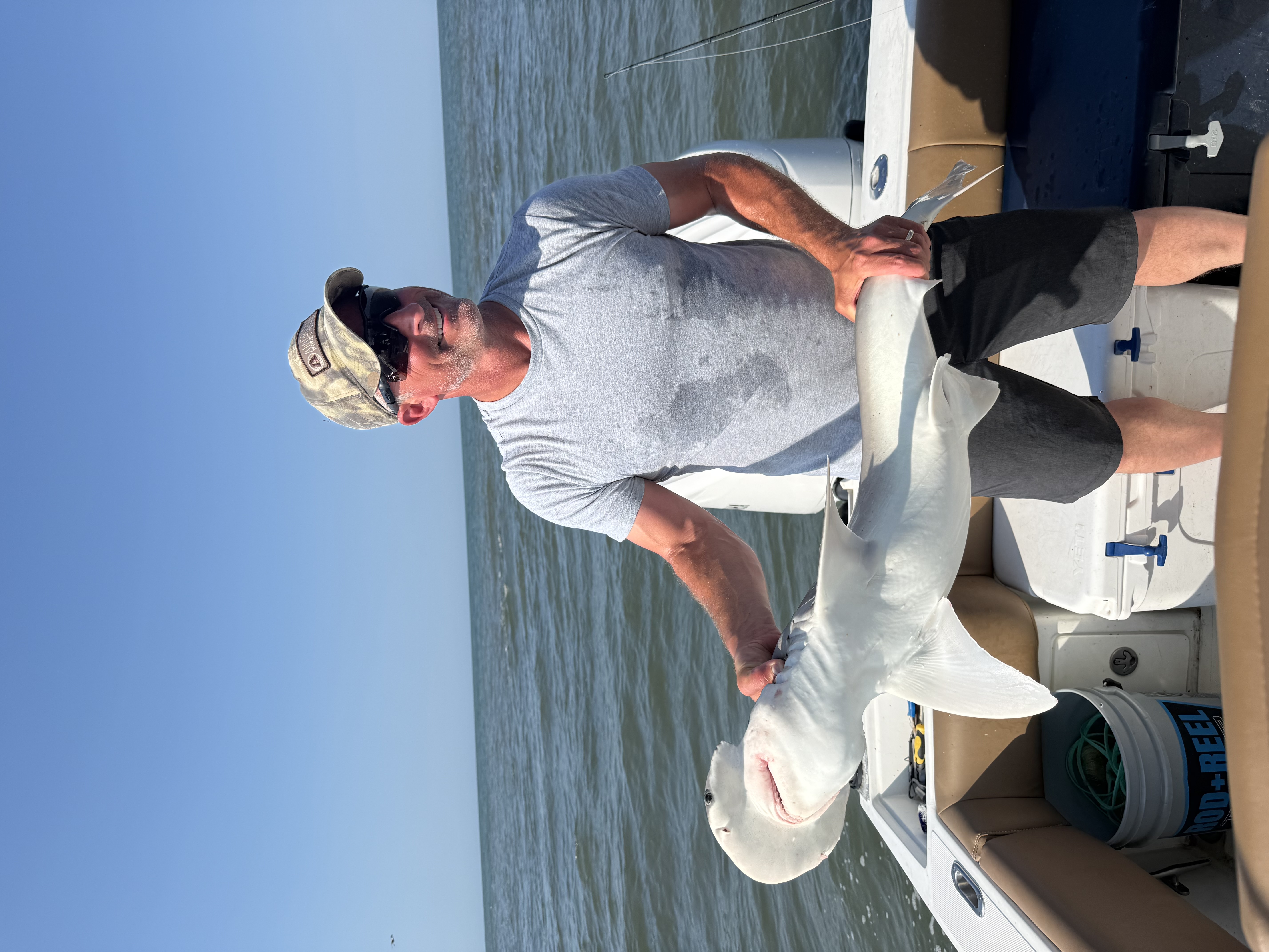 Charleston SC inshore fishing charter on 24' bay boat targeting seabass, sharks, and trout