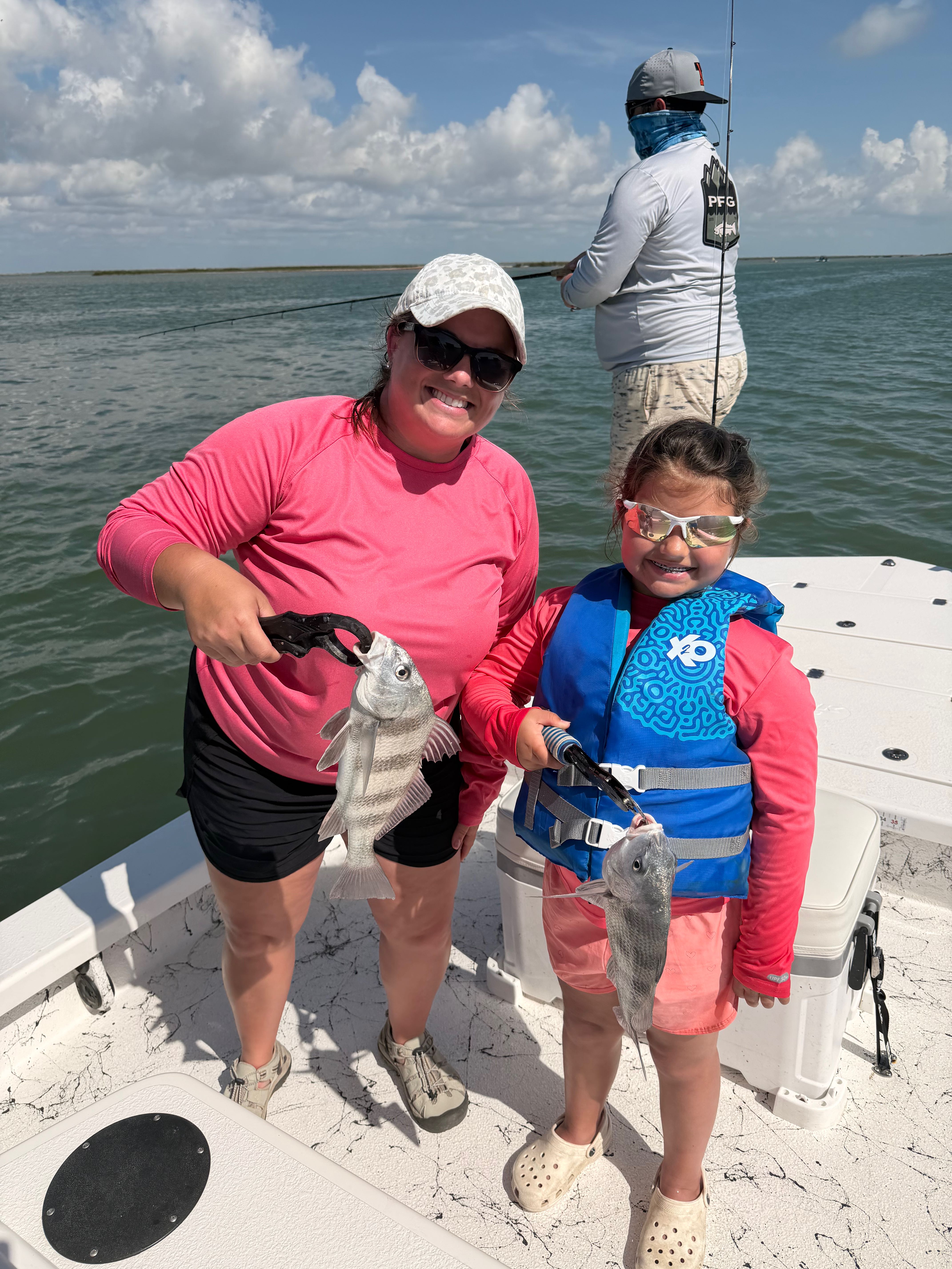 Black drum fishing success on South Padre Island TX charter boat