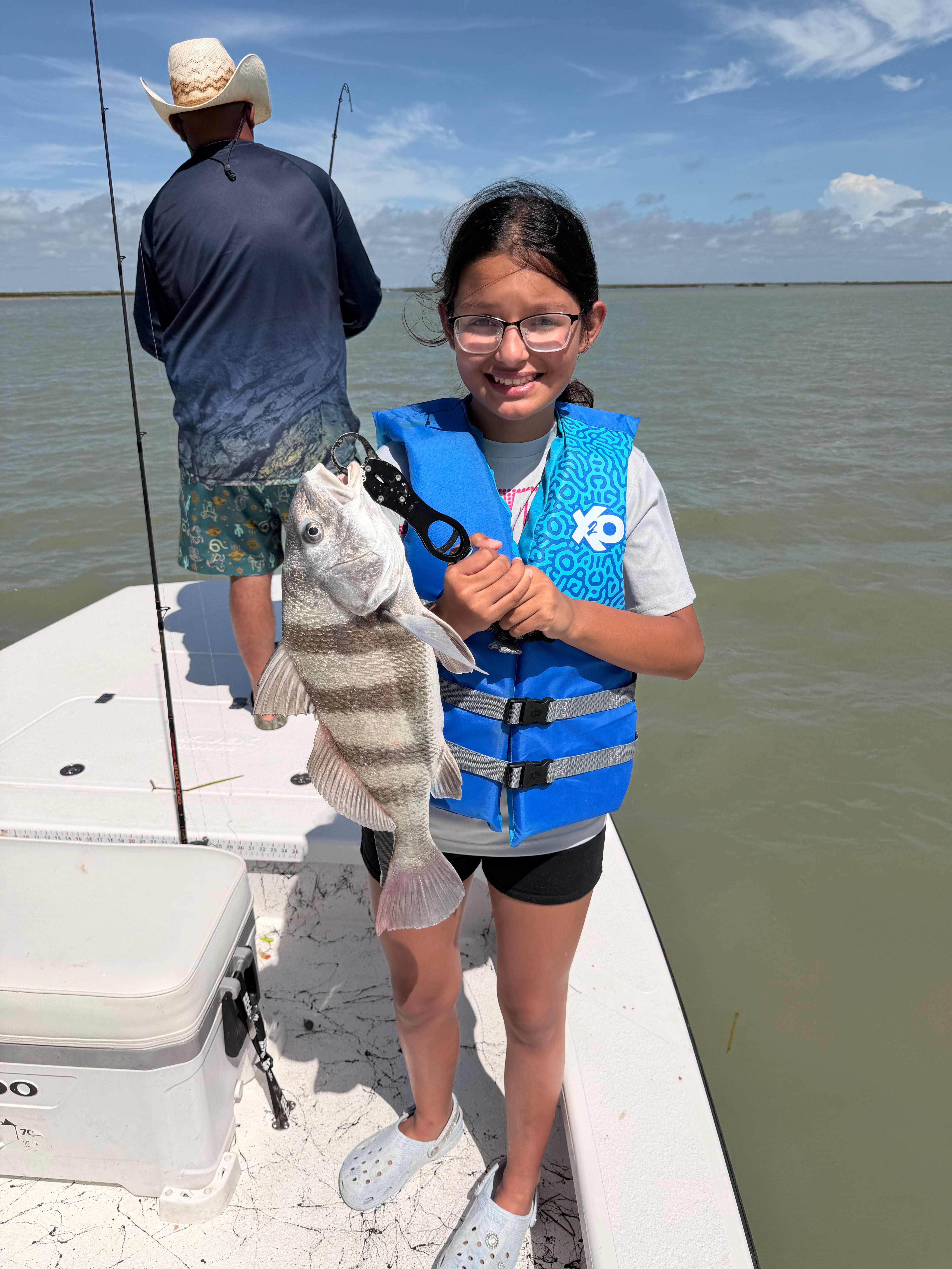 Black drum fish caught while fishing on South Padre Island TX