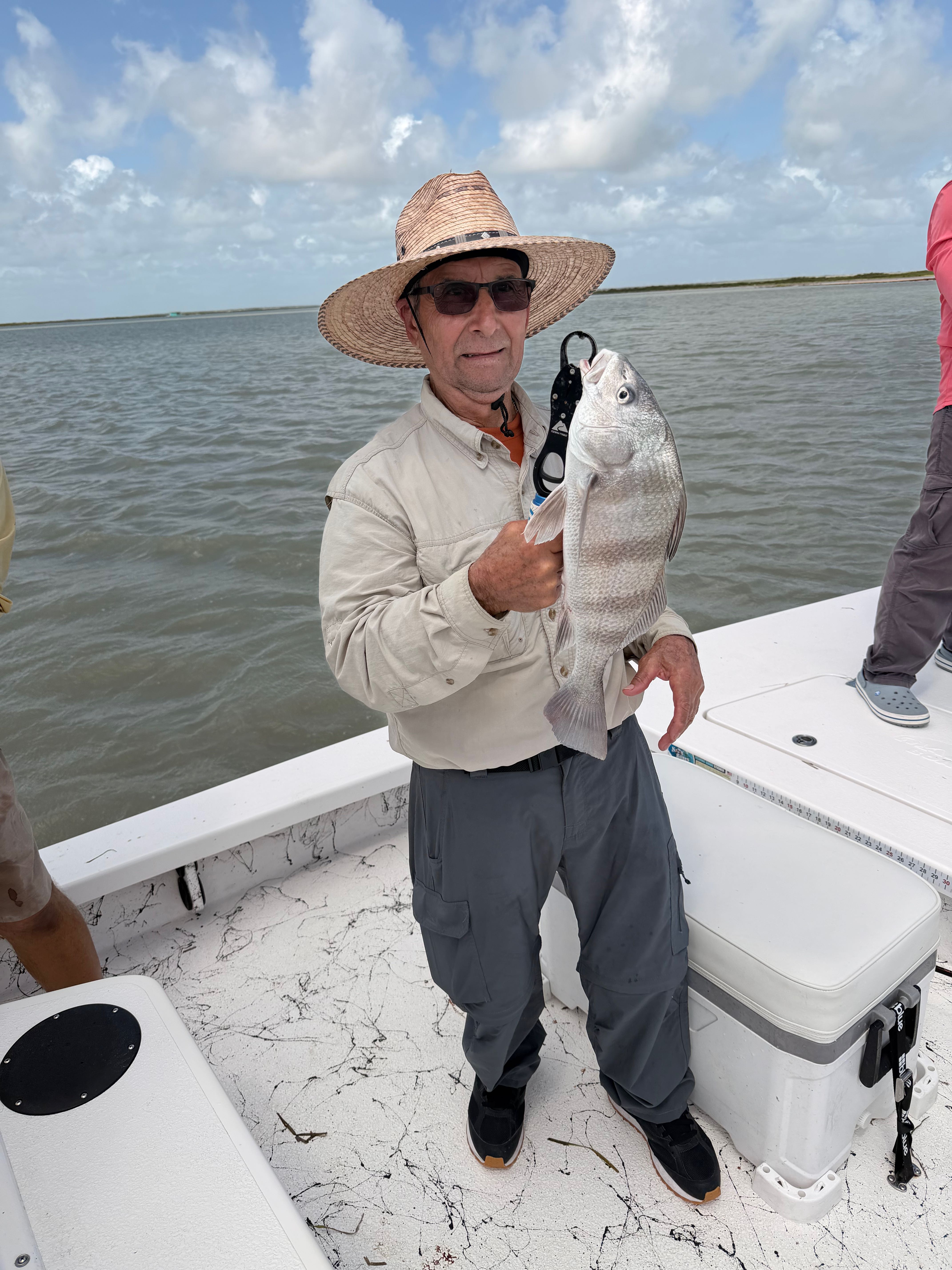 Black drum catch held on fishing boat at South Padre Island TX