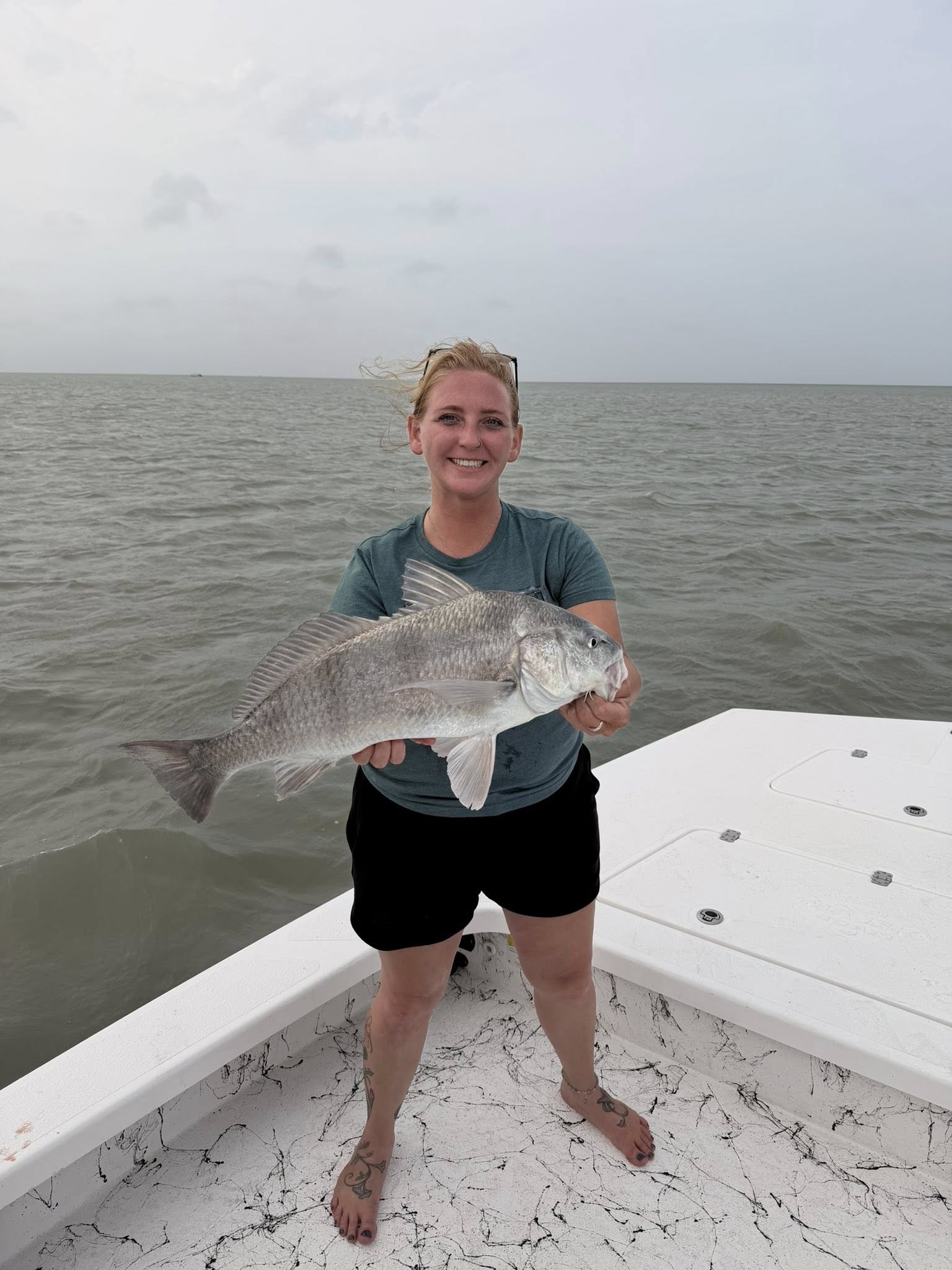 Black drum caught fishing on boat in South Padre Island TX waters